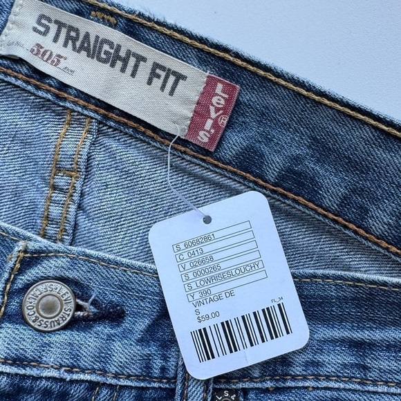 NWT Levi’s Straight Fit 505 Repaired Vintage Jean Cut Off Raw Hem Shorts Size 31 - Picture 10 of 14